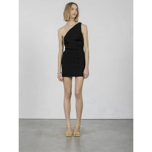 NEW Gauge81 Colorado Black Mini Dress One Shoulder Exposed Back Strappy XL - Picture 4 of 5